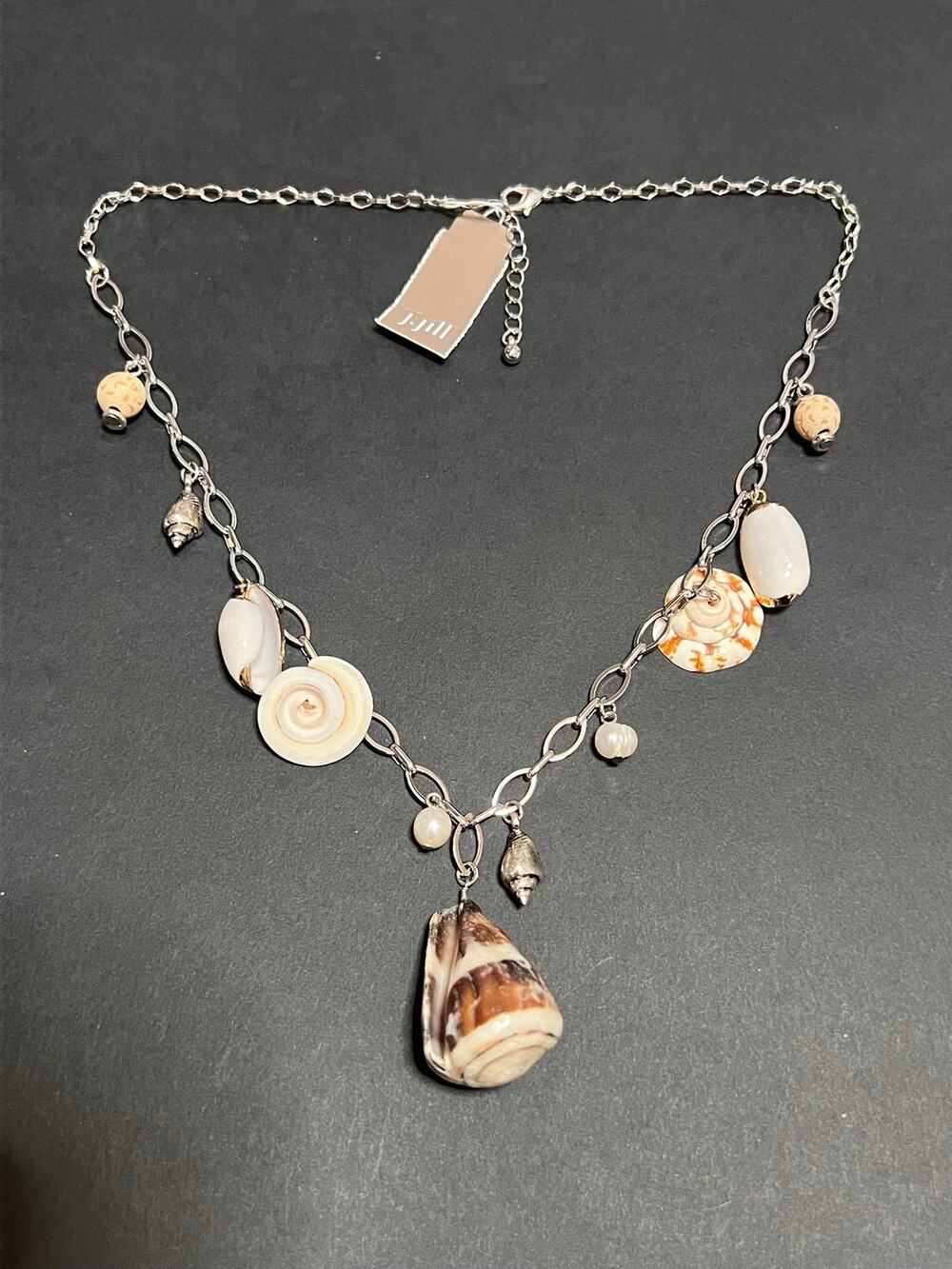 J. JILL BEACH GEMS SEASHELL PEARL CHARM NECKLACE NWT